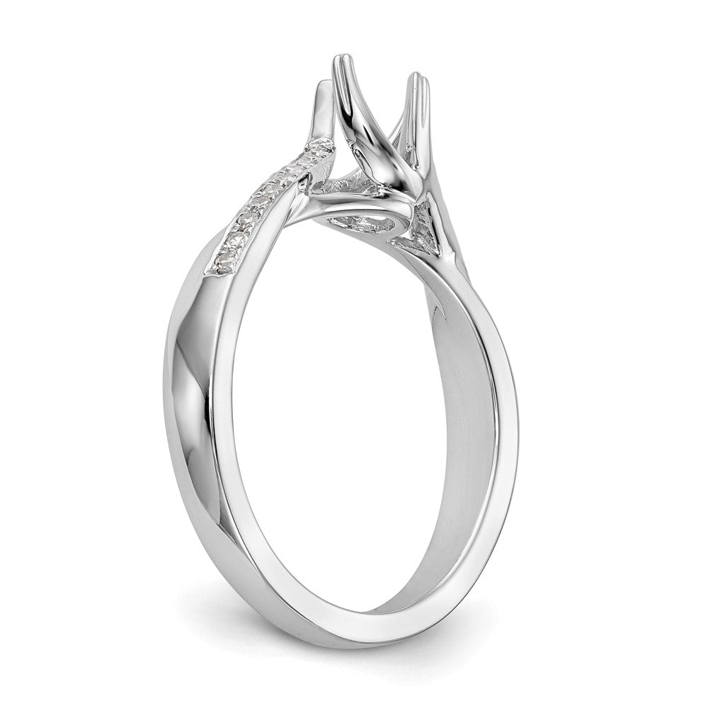 14K White Gold By Pass (Holds 1/2 Carat (5.00mm) Round Center) 1/10 Diamond Semi Mount Engagement Ring