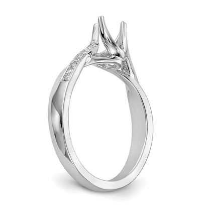 14K White Gold By Pass (Holds 1/2 Carat (5.00mm) Round Center) 1/10 Diamond Semi Mount Engagement Ring