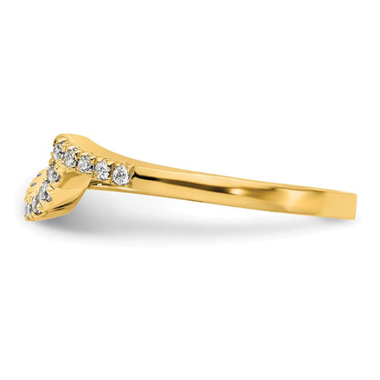 0.18ct. CZ Solid Real 14k Yellow Gold Contoured Wedding Wedding Band Ring