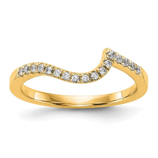 0.18ct. CZ Solid Real 14k Yellow Gold Contoured Wedding Wedding Band Ring