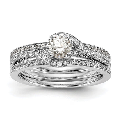 14kw Simulated Diamond By Pass Engagement Ring