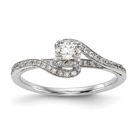 14kw Simulated Diamond By Pass Engagement Ring
