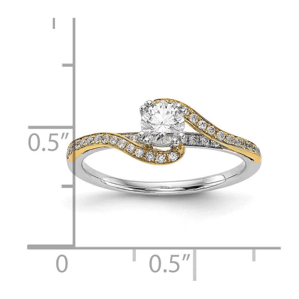 14k Two tone Peg Set Simulated Diamond By Pass Engagement Ring