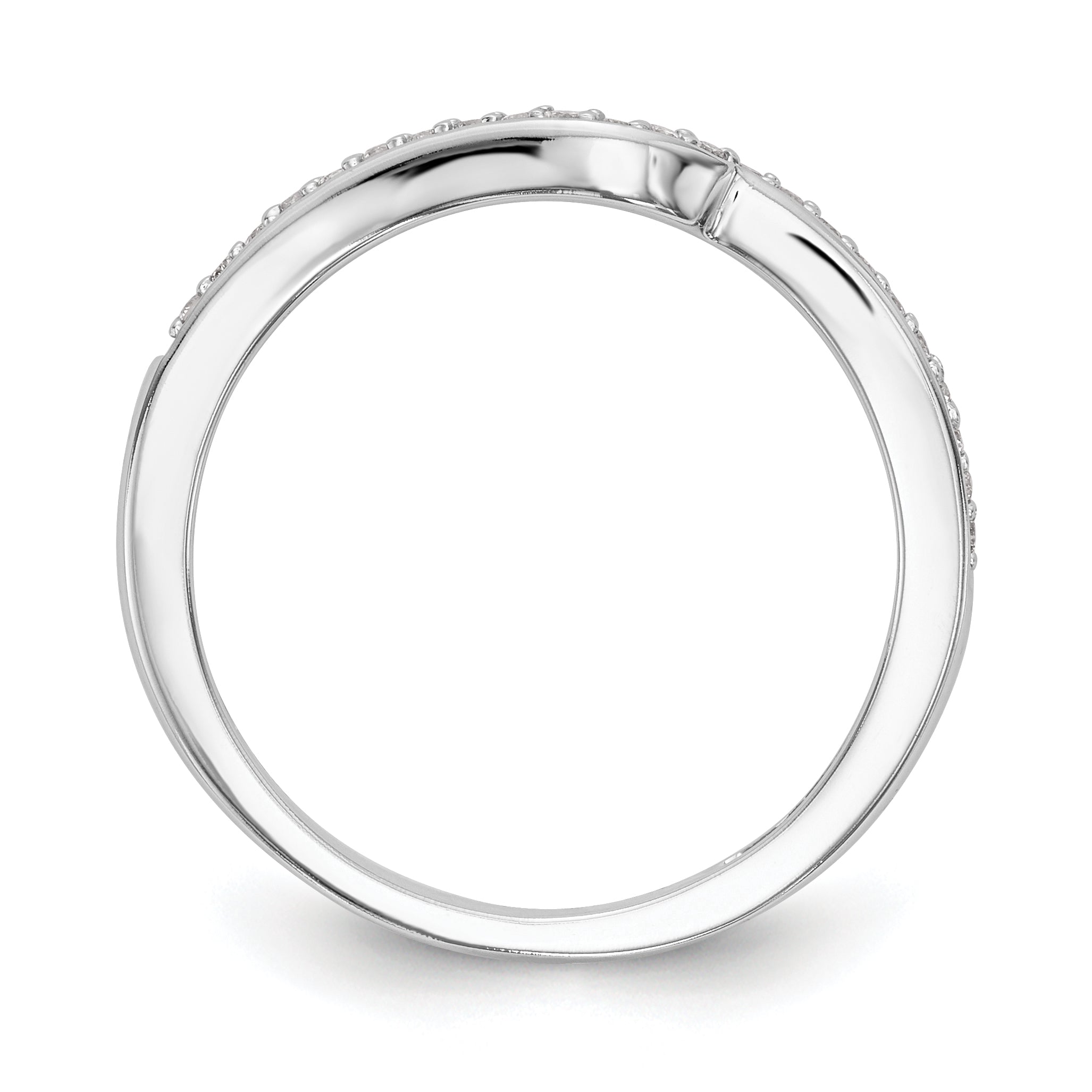 10K White Gold 1/10 Carat Diamond Contoured Complete Wedding Band