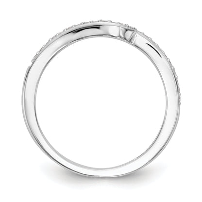 10K White Gold 1/10 Carat Diamond Contoured Complete Wedding Band