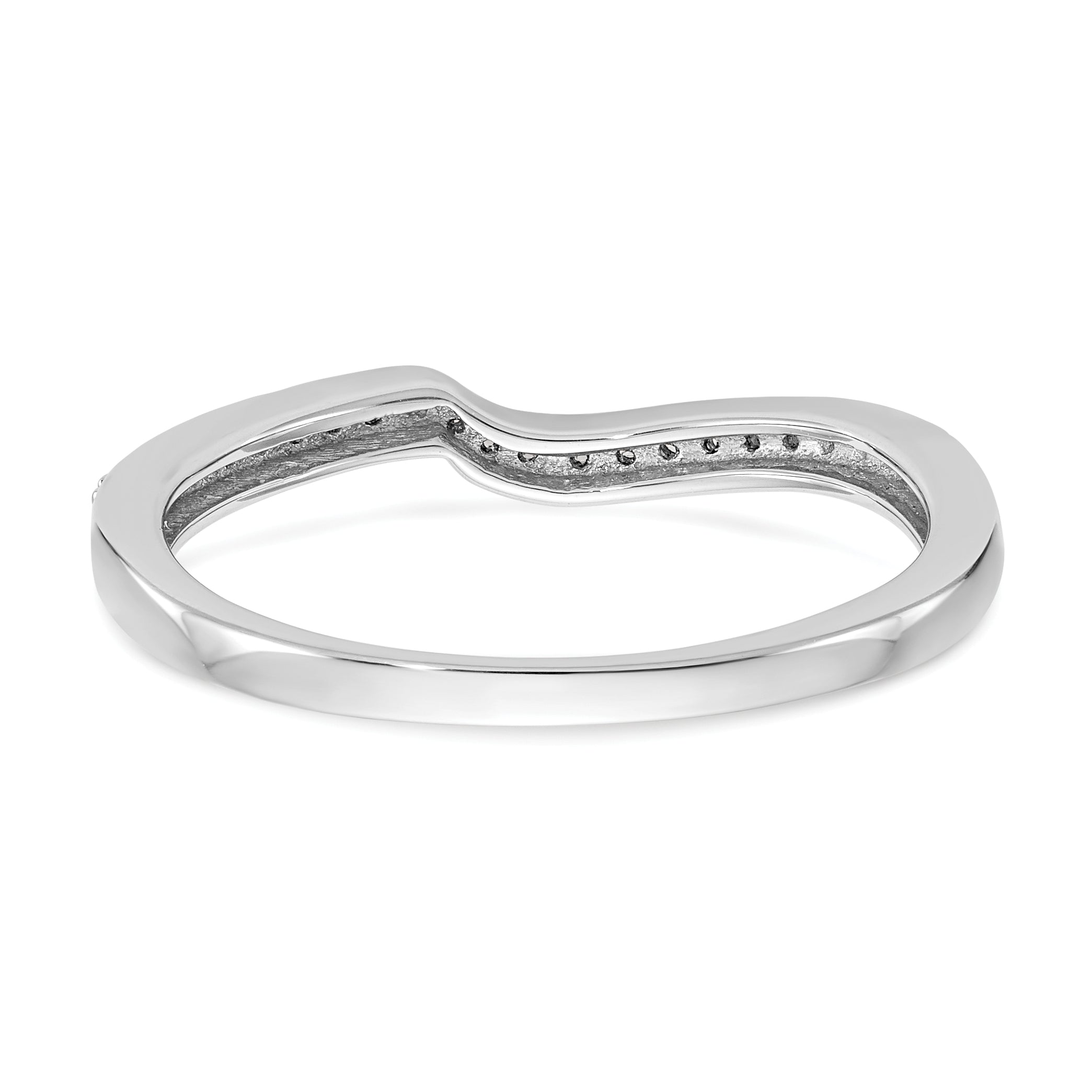 10K White Gold 1/10 Carat Diamond Contoured Complete Wedding Band