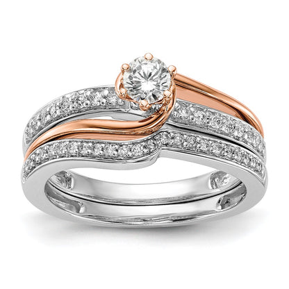 14k Two Tone Simulated Diamond Engagement Ring