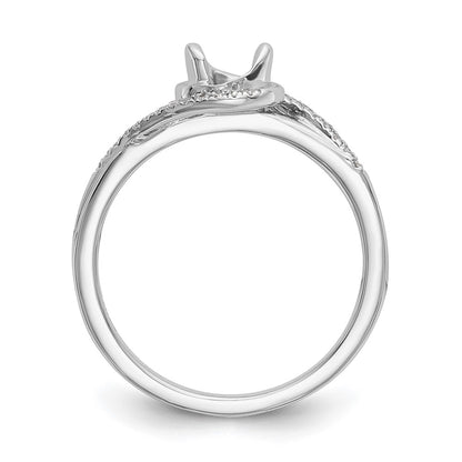 14K White Gold By Pass (Holds 1/6 Carat (3.6mm) Round Center) 1/15 Diamond Semi Mount Engagement Ring
