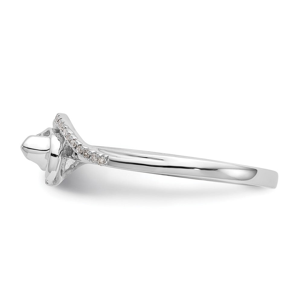 14K White Gold By Pass (Holds 1/6 Carat (3.6mm) Round Center) 1/15 Diamond Semi Mount Engagement Ring