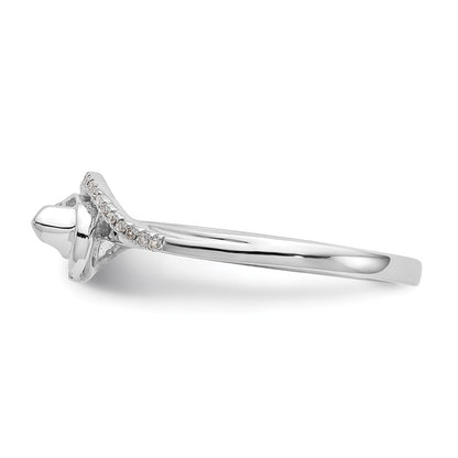14K White Gold By Pass (Holds 1/6 Carat (3.6mm) Round Center) 1/15 Diamond Semi Mount Engagement Ring