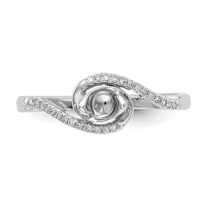 14K White Gold By Pass (Holds 1/6 Carat (3.6mm) Round Center) 1/15 Diamond Semi Mount Engagement Ring