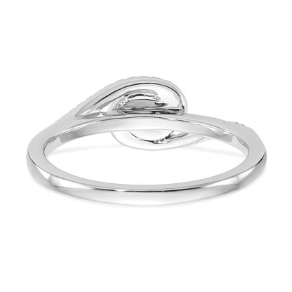 14K White Gold By Pass (Holds 1/6 Carat (3.6mm) Round Center) 1/15 Diamond Semi Mount Engagement Ring