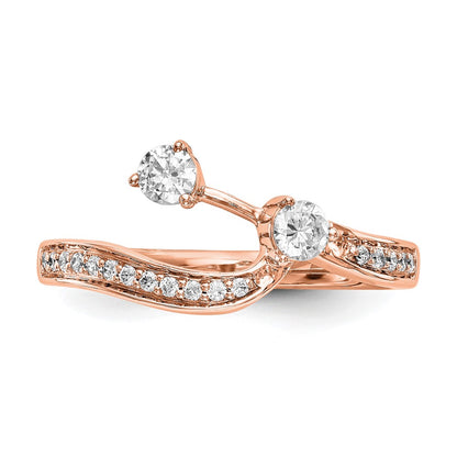 14K Rose Gold Diamond Contoured Wedding Band