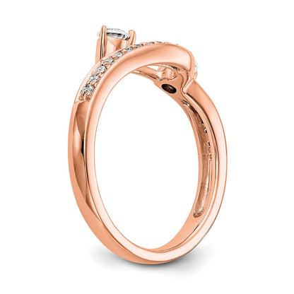 14K Rose Gold Diamond Contoured Wedding Band