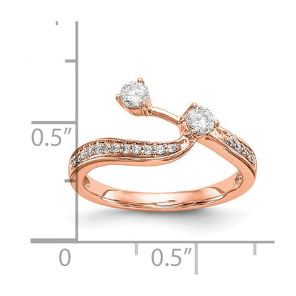 14K Rose Gold Diamond Contoured Wedding Band
