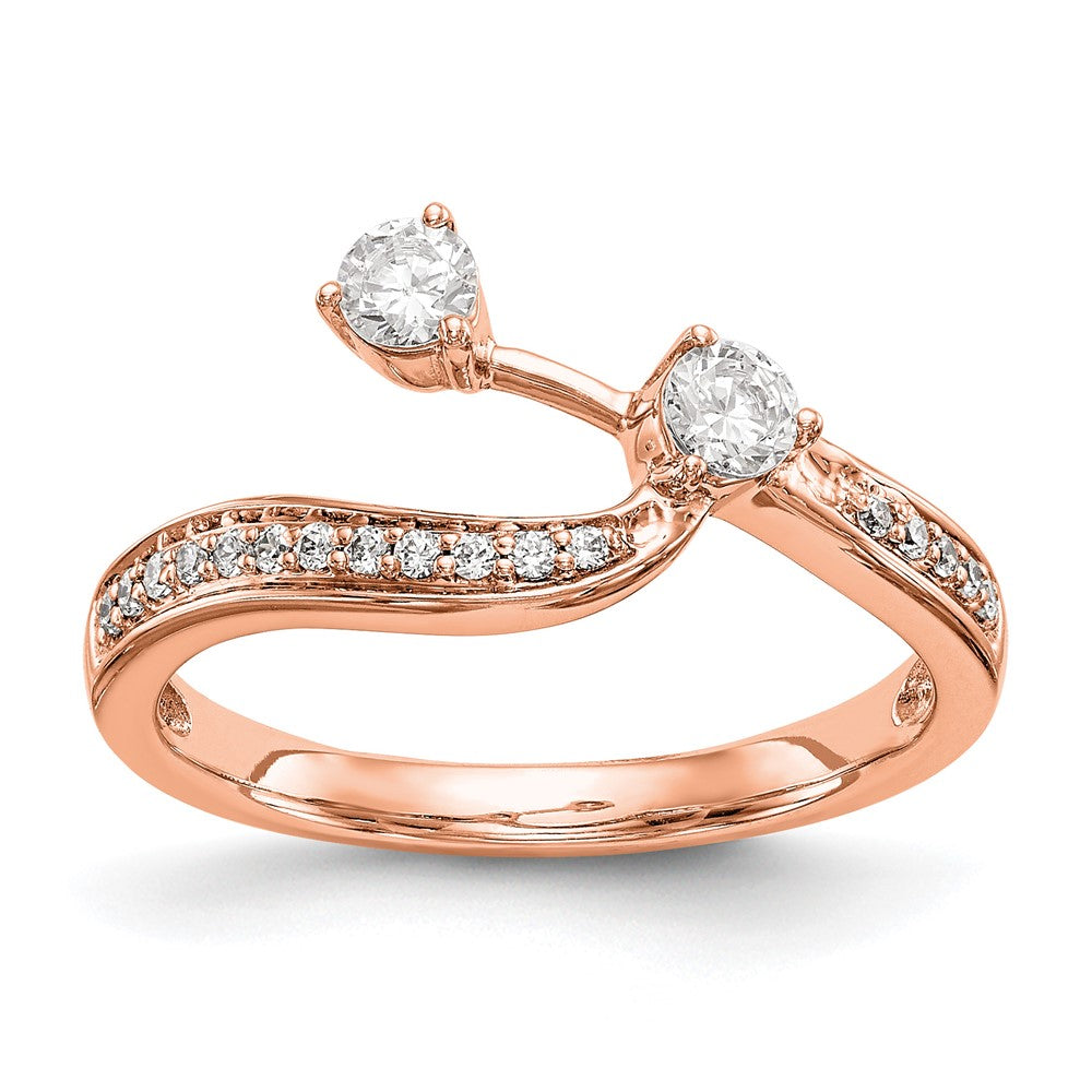 14K Rose Gold Diamond Contoured Wedding Band