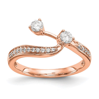 14K Rose Gold Diamond Contoured Wedding Band