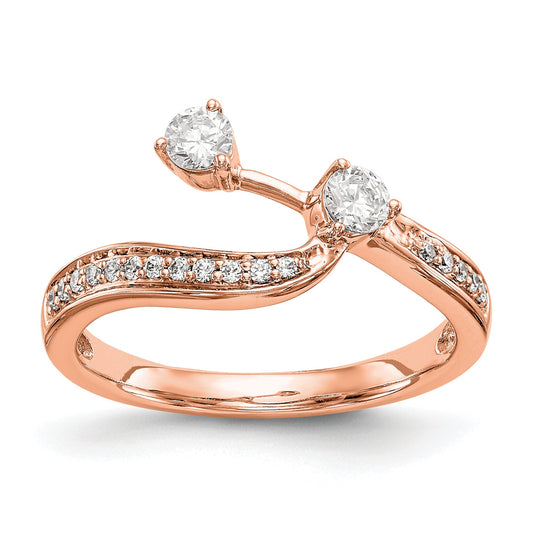 14K Rose Gold Diamond Contoured Wedding Band