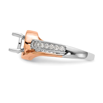 14k Two tone Peg Set Simulated Diamond By Pass Engagement Ring