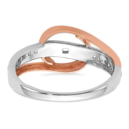 14k Two tone Peg Set Simulated Diamond By Pass Engagement Ring