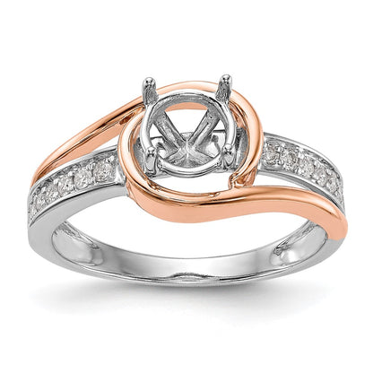 14k Two tone Peg Set Simulated Diamond By Pass Engagement Ring
