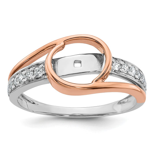 14k Two-Tone Rose and White Gold 1/6 Ct. Lab Grown Diamond VS/SI Peg Set Engagement Ring
