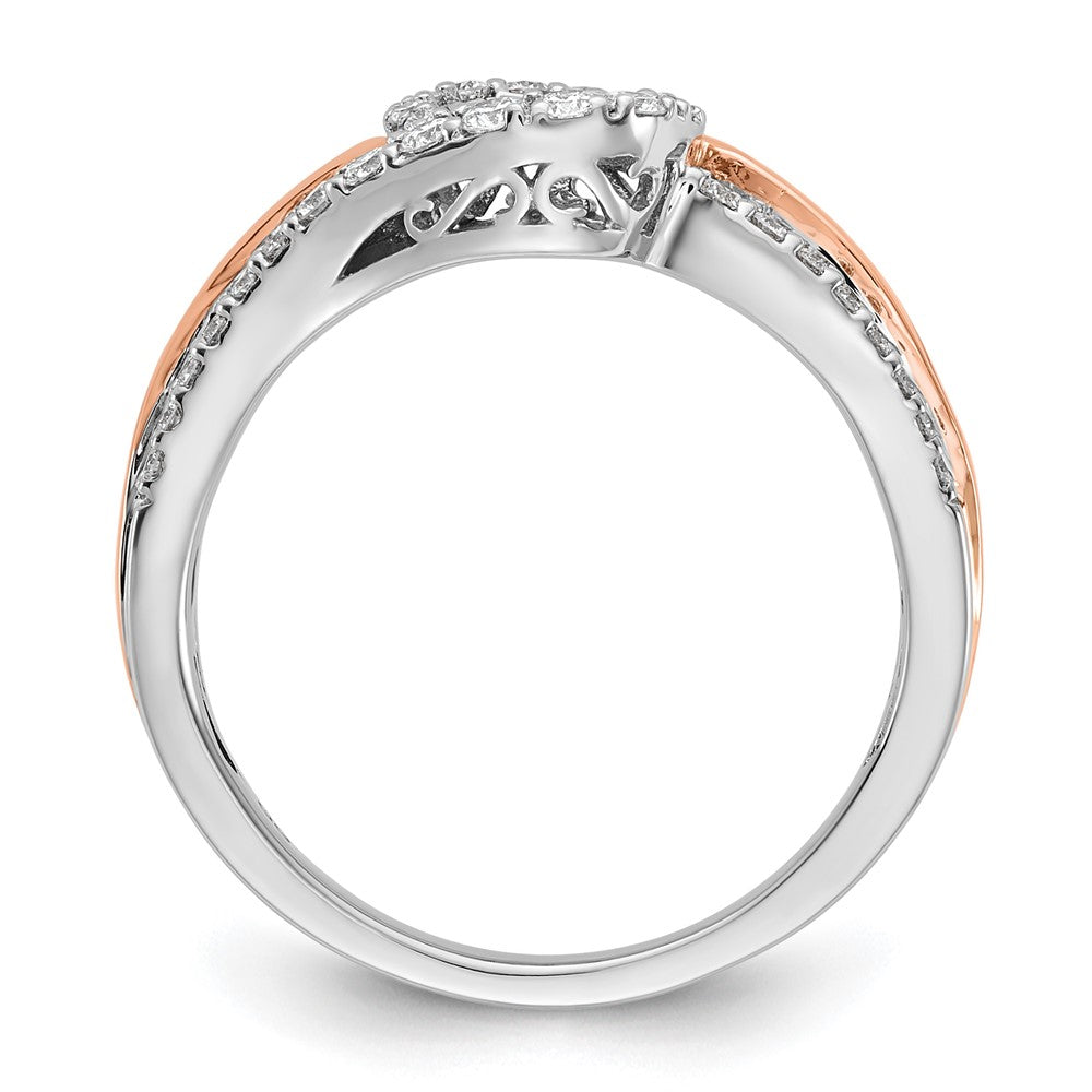 0.40ct. CZ Solid Real 14k Two-tone Peg Set By-Pass Engagement Ring