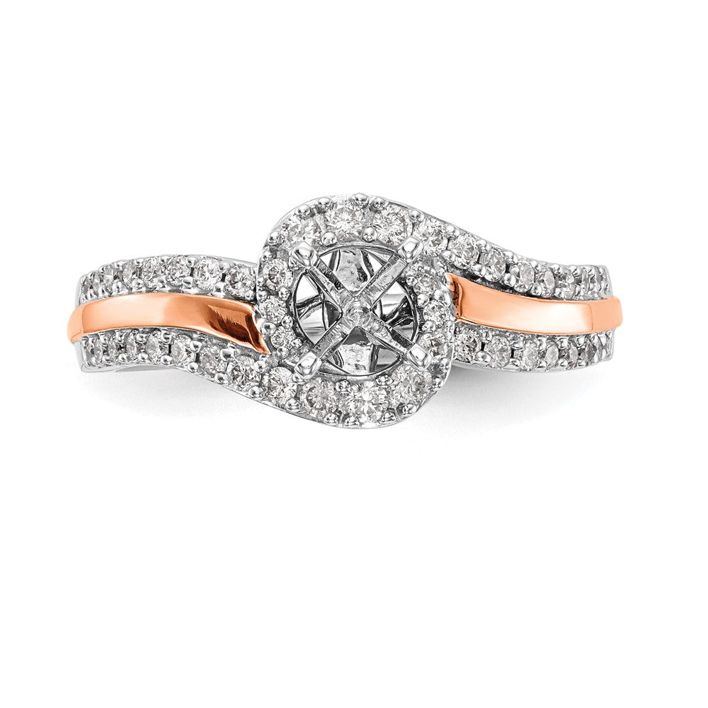 0.40ct. CZ Solid Real 14k Two-tone Peg Set By-Pass Engagement Ring