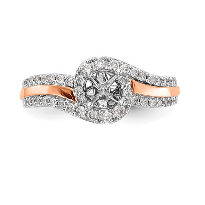 0.40ct. CZ Solid Real 14k Two-tone Peg Set By-Pass Engagement Ring
