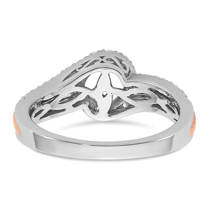 0.40ct. CZ Solid Real 14k Two-tone Peg Set By-Pass Engagement Ring