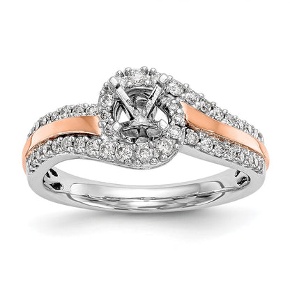 0.40ct. CZ Solid Real 14k Two-tone Peg Set By-Pass Engagement Ring