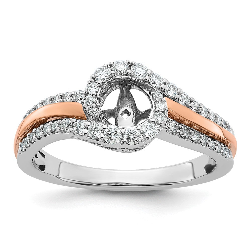 0.40ct. CZ Solid Real 14k Two-tone Peg Set By-Pass Engagement Ring