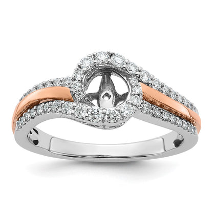 0.40ct. CZ Solid Real 14k Two-tone Peg Set By-Pass Engagement Ring