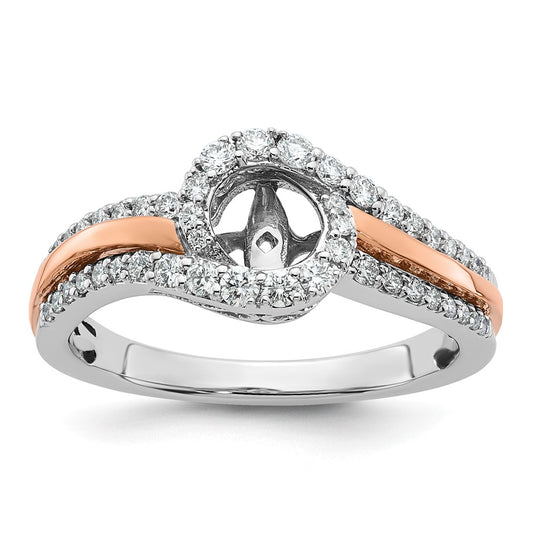 0.40ct. CZ Solid Real 14k Two-tone Peg Set By-Pass Engagement Ring