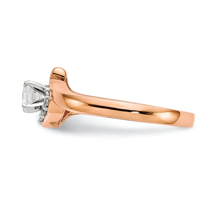 10K Rose Gold Peg Set Bypass 1/20 Carat Diamond Semi Mount Engagement Ring