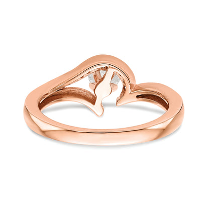 10K Rose Gold Peg Set Bypass 1/20 Carat Diamond Semi Mount Engagement Ring