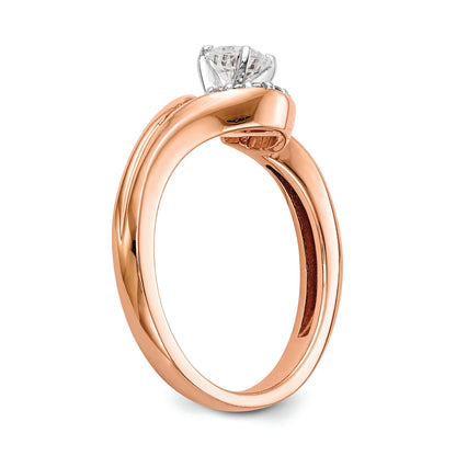 10K Rose Gold Peg Set Bypass 1/20 Carat Diamond Semi Mount Engagement Ring