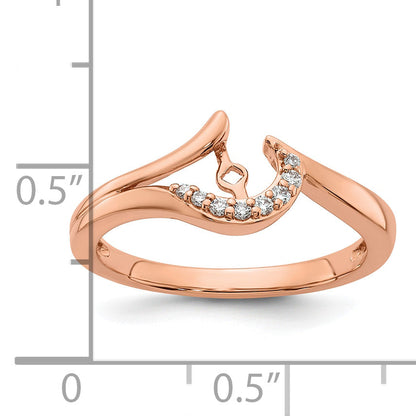 14k Rose Gold Peg Set Simulated Diamond By Pass Engagement Ring