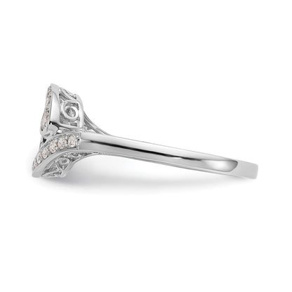 14k White Gold Peg Set Simulated Diamond By Pass Engagement Ring