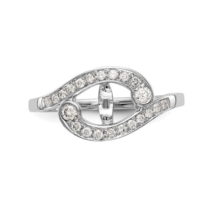 14k White Gold Peg Set Simulated Diamond By Pass Engagement Ring