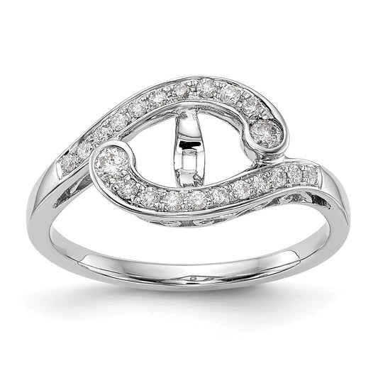 14k White Gold Peg Set Simulated Diamond By Pass Engagement Ring