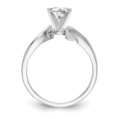 14K White Gold By Pass Peg Set 1/8 Carat Baguette Diamond Semi Mount Engagement Ring