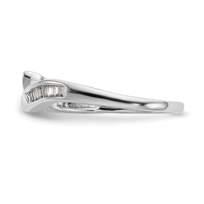 14K White Gold By Pass Peg Set 1/8 Carat Baguette Diamond Semi Mount Engagement Ring