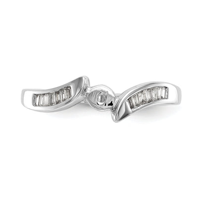 14K White Gold By Pass Peg Set 1/8 Carat Baguette Diamond Semi Mount Engagement Ring