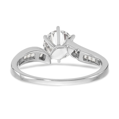 14K White Gold By Pass Peg Set 1/8 Carat Baguette Diamond Semi Mount Engagement Ring