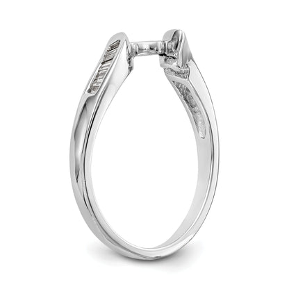 14K White Gold By Pass Peg Set 1/8 Carat Baguette Diamond Semi Mount Engagement Ring