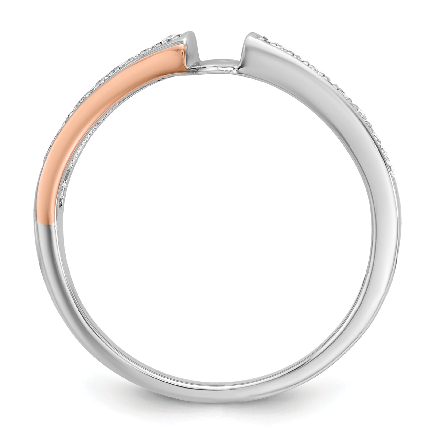 14k Two tone Peg Set Simulated Diamond By Pass Engagement Ring