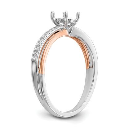 14k Two tone Peg Set Simulated Diamond By Pass Engagement Ring