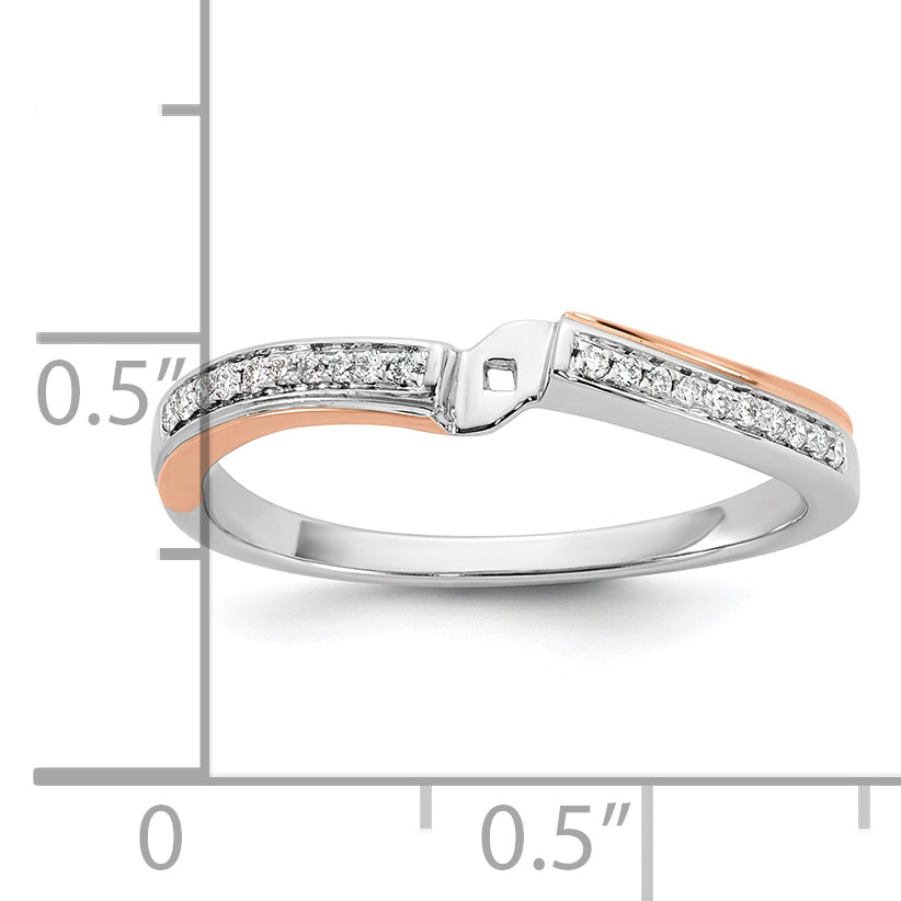 14k Two tone Peg Set Simulated Diamond By Pass Engagement Ring