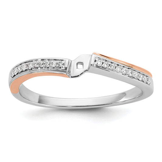 14k Two tone Peg Set Simulated Diamond By Pass Engagement Ring